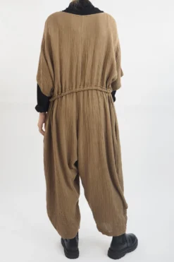 Made In Italy Obi Crepe Cotton Boilersuit Saddle 8 Made In Italy Obi Crepe Cotton Boilersuit Saddle -VogueCurve Store made in italy obi crepe cotton boilersuit saddle8.jpg