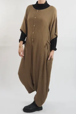 Made In Italy Obi Crepe Cotton Boilersuit Saddle 9 Made In Italy Obi Crepe Cotton Boilersuit Saddle -VogueCurve Store made in italy obi crepe cotton boilersuit saddle9.jpg