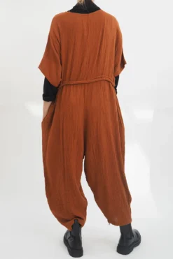 Made In Italy Obi Crepe Cotton Boilersuit Saffron 9 Made In Italy Obi Crepe Cotton Boilersuit Saffron -VogueCurve Store made in italy obi crepe cotton boilersuit saffron8.jpg