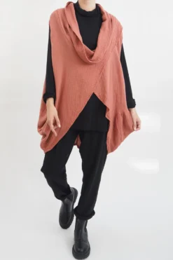 Made In Italy Obi Crepe Cotton Cross Cowl Tank Rosewood