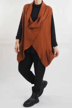 Made In Italy Obi Crepe Cotton Cross Cowl Tank Saffron -VogueCurve Store made in italy obi crepe cotton cross cowl tank saffron14.jpg