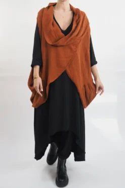 Made In Italy Obi Crepe Cotton Cross Cowl Tank Saffron -VogueCurve Store made in italy obi crepe cotton cross cowl tank saffron15.jpg