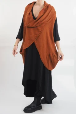 Made In Italy Obi Crepe Cotton Cross Cowl Tank Saffron -VogueCurve Store made in italy obi crepe cotton cross cowl tank saffron18.jpg