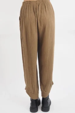 Made In Italy Obi Crepe Cotton Slim Leg Cuff Pant Saddle 10 Made In Italy Obi Crepe Cotton Slim Leg Cuff Pant Saddle -VogueCurve Store made in italy obi crepe cotton slim leg cuff pant saddle8.jpg