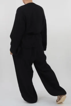 Made In Italy Obi Crepe Cotton Wrap Jacket Black -VogueCurve Store made in italy obi crepe cotton wrap jacket black 3.jpg