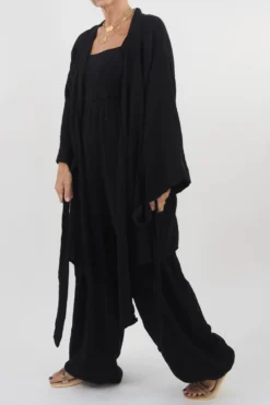 Made In Italy Obi Crepe Cotton Wrap Jacket Black -VogueCurve Store made in italy obi crepe cotton wrap jacket black 5.jpg