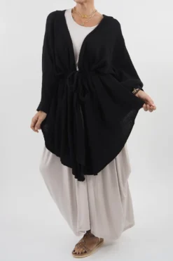 Made In Italy Obi Crepe Cotton Wrap Jacket Black -VogueCurve Store made in italy obi crepe cotton wrap jacket black 7.jpg