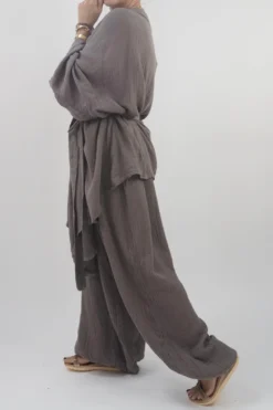 Made In Italy Obi Crepe Cotton Wrap Jacket Mushroom -VogueCurve Store made in italy obi crepe cotton wrap jacket mushroom 3.jpg