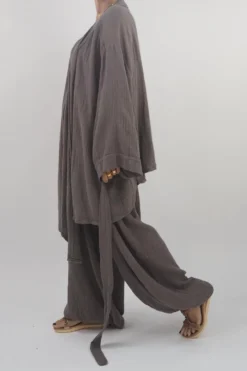 Made In Italy Obi Crepe Cotton Wrap Jacket Mushroom -VogueCurve Store made in italy obi crepe cotton wrap jacket mushroom 5.jpg