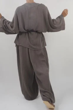 Made In Italy Obi Crepe Cotton Wrap Jacket Mushroom -VogueCurve Store made in italy obi crepe cotton wrap jacket mushroom 6.jpg