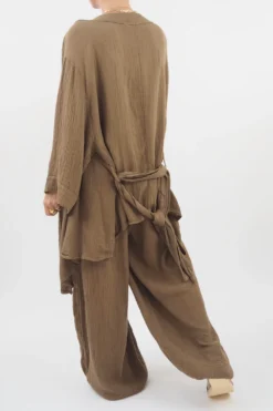 Made In Italy Obi Crepe Cotton Wrap Jacket Saddle 14 Made In Italy Obi Crepe Cotton Wrap Jacket Saddle -VogueCurve Store made in italy obi crepe cotton wrap jacket saddle 5.jpg