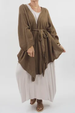 Made In Italy Obi Crepe Cotton Wrap Jacket Saddle 15 Made In Italy Obi Crepe Cotton Wrap Jacket Saddle -VogueCurve Store made in italy obi crepe cotton wrap jacket saddle 6.jpg