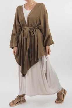 Made In Italy Obi Crepe Cotton Wrap Jacket Saddle 16 Made In Italy Obi Crepe Cotton Wrap Jacket Saddle -VogueCurve Store made in italy obi crepe cotton wrap jacket saddle 7.jpg