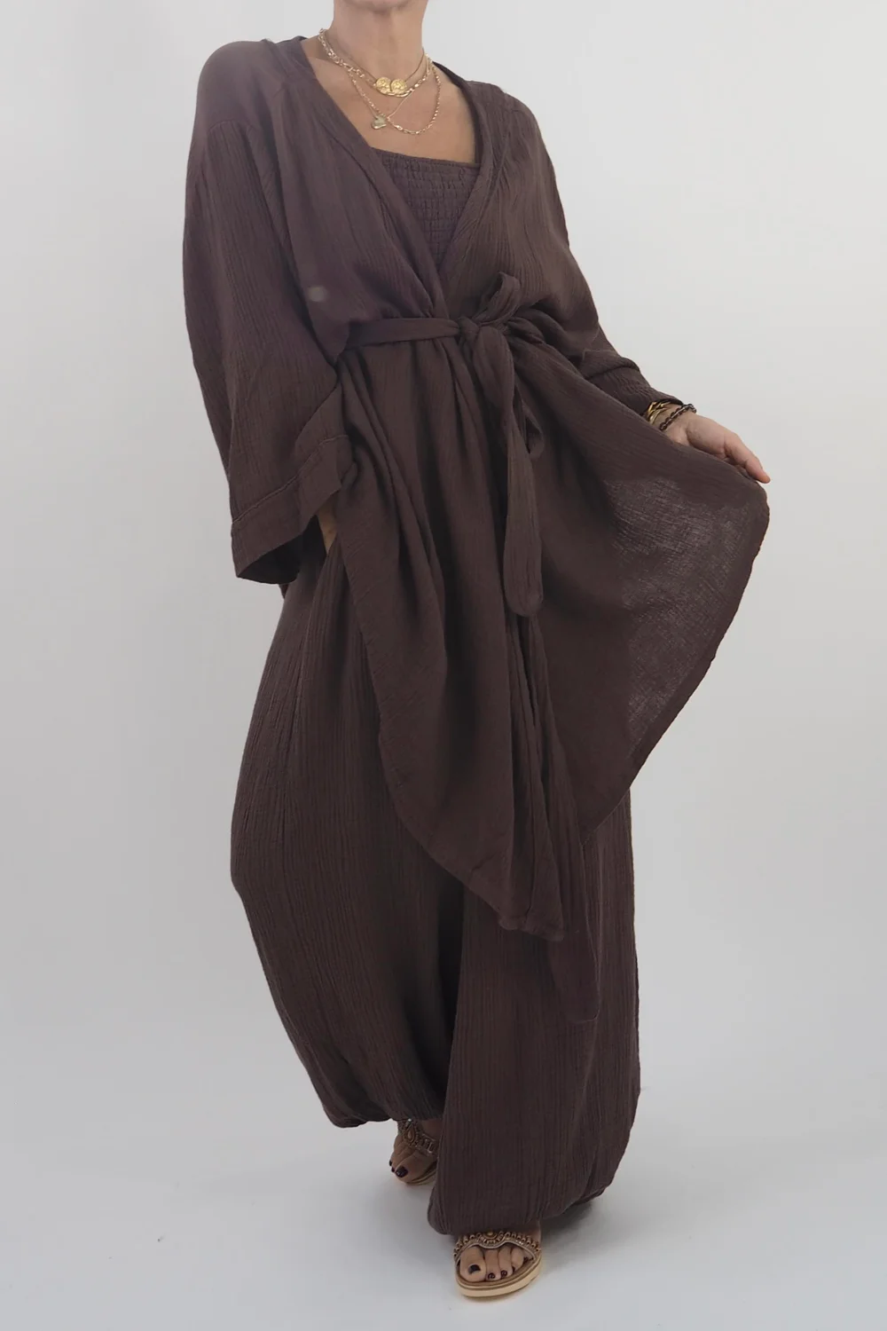 Made In Italy Obi Crepe Cotton Wrap Jacket Truffle 3 Made In Italy Obi Crepe Cotton Wrap Jacket Truffle