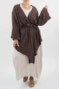 Made In Italy Obi Crepe Cotton Wrap Jacket Truffle 15 Made In Italy Obi Crepe Cotton Wrap Jacket Truffle -VogueCurve Store made in italy obi crepe cotton wrap jacket truffle 5.jpg