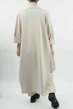 Made In Italy Ori X Stretch Duster Jacket Stone // -VogueCurve Store made in italy ori duster jacket stone 5.jpg