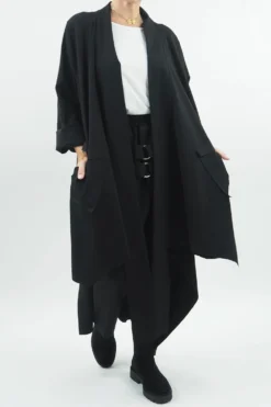 Made In Italy Ori X Stretch Duster Jacket Black //