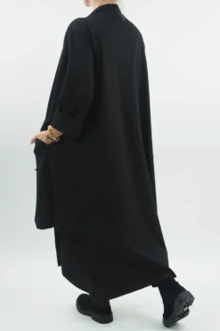 Made In Italy Ori X Stretch Duster Jacket Black // -VogueCurve Store made in italy ori x stretch duster jacket black 3.jpg