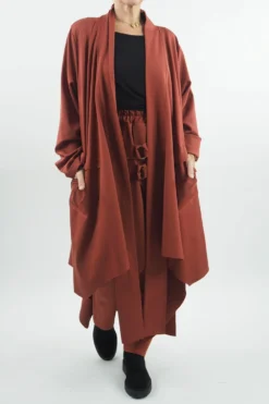 Made In Italy Ori X Stretch Duster Jacket Cognac //