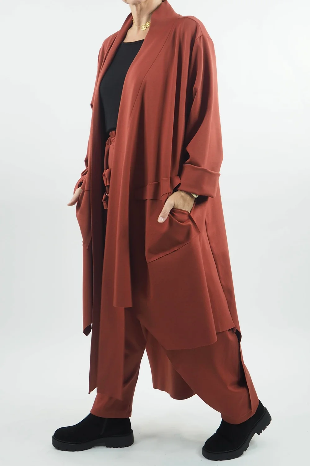 Made In Italy Ori X Stretch Duster Jacket Cognac // 4 Made In Italy Ori X Stretch Duster Jacket Cognac // - Image 2