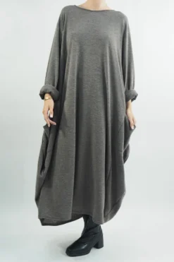 Made In Italy Oversized Fine Knit Cocoon Dress Mushroom -VogueCurve Store made in italy oversized fine knit cocoon dress mushroom04.jpg