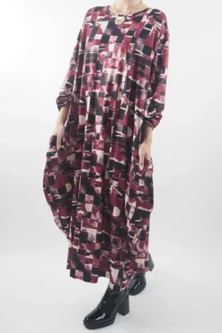 Made In Italy Oversized Tech Soft Cocoon Dress Cubist Bordeaux * -VogueCurve Store made in italy oversized tech soft cocoon dress cubist bordeaux4.jpg