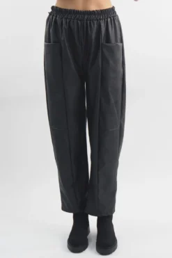 Made In Italy Pesca Leather Look Deep Pocket Pant Black