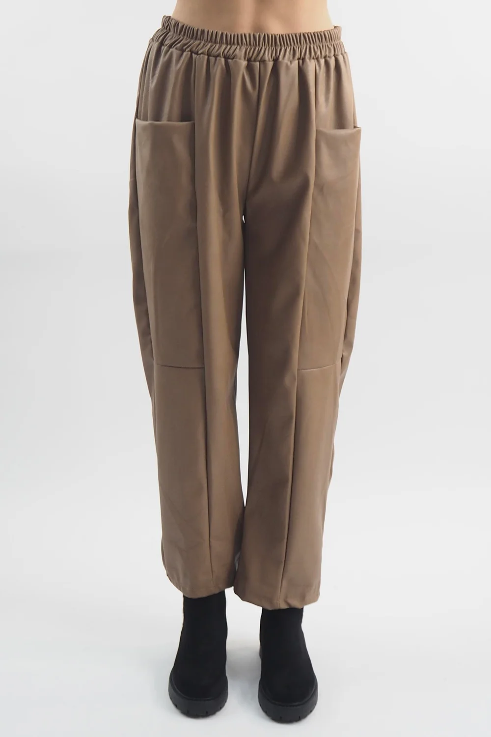 Made In Italy Pesca Leather Look Deep Pocket Pant Camel 3 Made In Italy Pesca Leather Look Deep Pocket Pant Camel