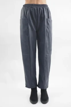 Made In Italy Pesca Leather Look Deep Pocket Pant Ink