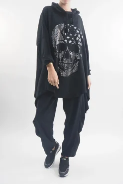 Made In Italy Queeni Star Skull Cuddie Top Black