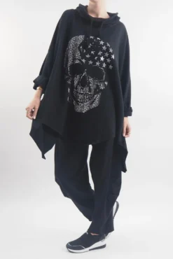 Made In Italy Queeni Star Skull Cuddie Top Black -VogueCurve Store made in italy queeni star skull cowl top black04.jpg