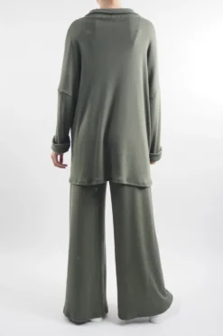 Made In Italy Chalet Collared Soft Knit Set Soft Khaki -VogueCurve Store made in italy relaxed chalet collared set bonsai 4.jpg