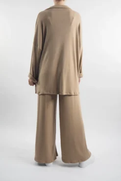 Made In Italy Chalet Collared Soft Knit Set Camel -VogueCurve Store made in italy relaxed chalet collared set camel 4.jpg