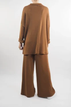 Made In Italy Chalet Collared Soft Knit Set Chestnut -VogueCurve Store made in italy relaxed chalet collared set chestnut 4.jpg