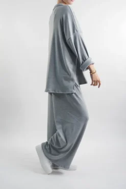 Made In Italy Chalet Collared Soft Knit Set Grey Marl 8 Made In Italy Chalet Collared Soft Knit Set Grey Marl -VogueCurve Store made in italy relaxed chalet collared set grey marl 3.jpg