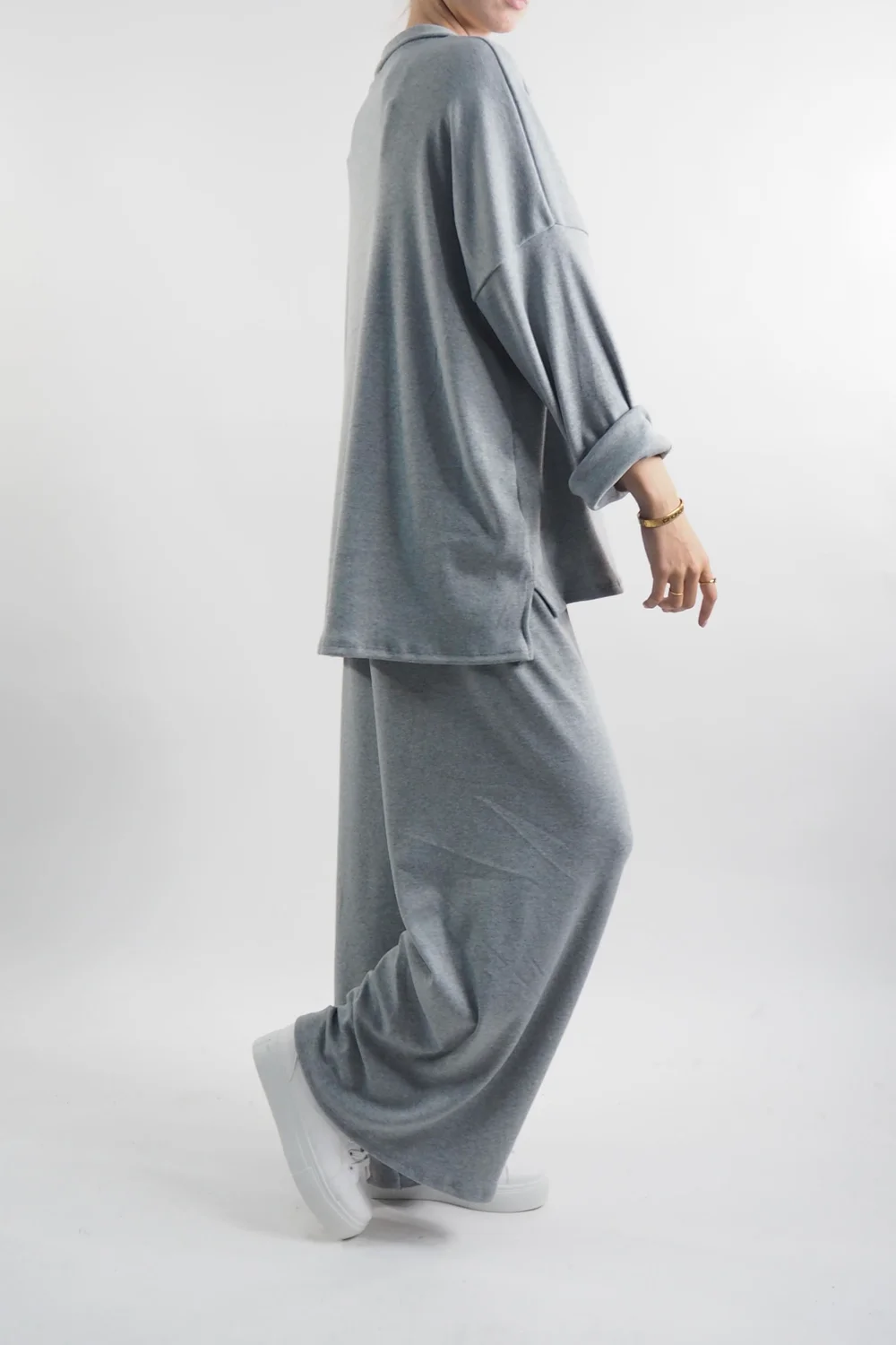 Made In Italy Chalet Collared Soft Knit Set Grey Marl 5 Made In Italy Chalet Collared Soft Knit Set Grey Marl - Image 3