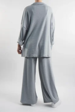 Made In Italy Chalet Collared Soft Knit Set Grey Marl 9 Made In Italy Chalet Collared Soft Knit Set Grey Marl -VogueCurve Store made in italy relaxed chalet collared set grey marl 4.jpg