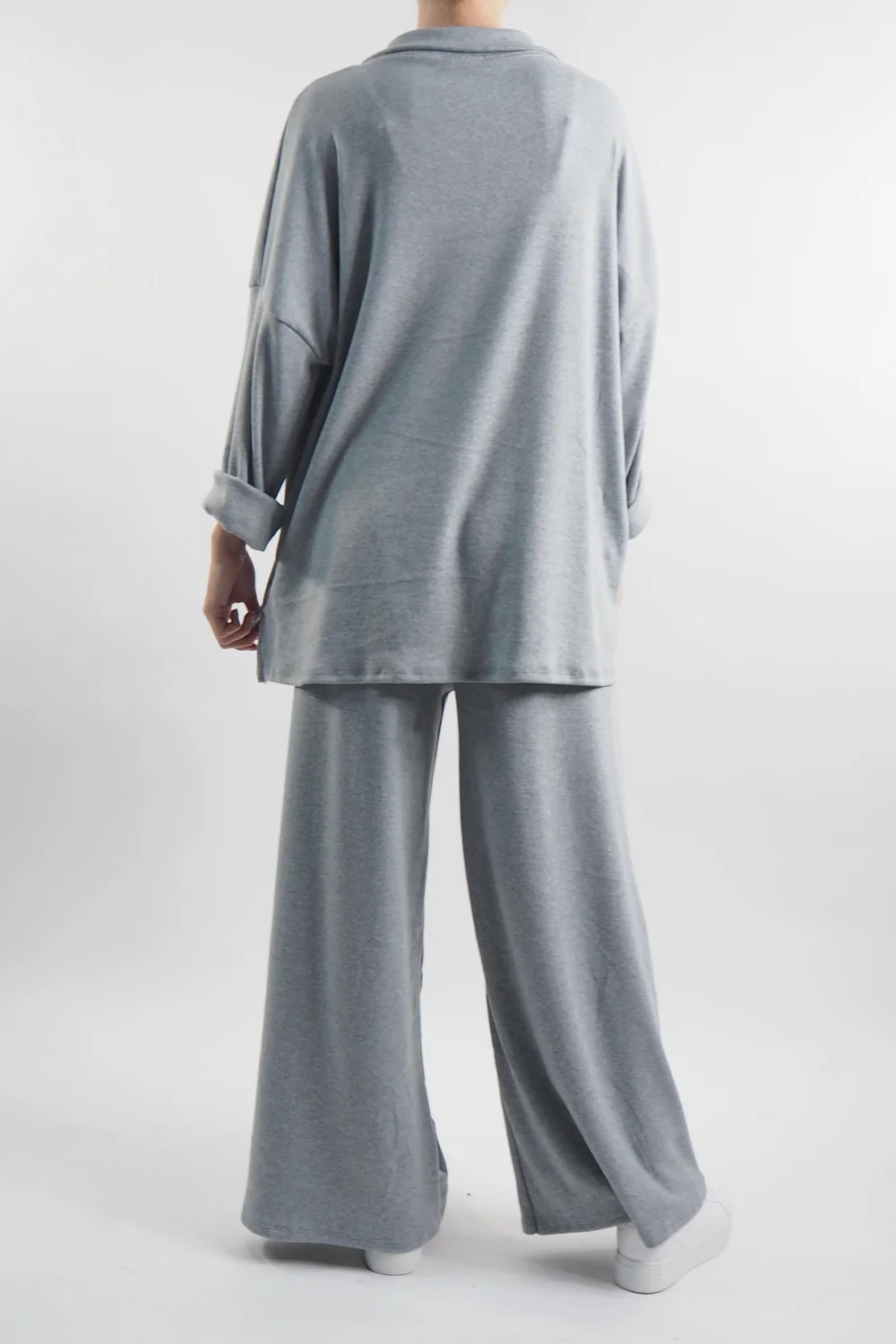 Made In Italy Chalet Collared Soft Knit Set Grey Marl 6 Made In Italy Chalet Collared Soft Knit Set Grey Marl - Image 4