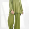 Made In Italy Chalet Collared Soft Knit Set Olive Zing -VogueCurve Store made in italy relaxed chalet set olive zing01.jpg
