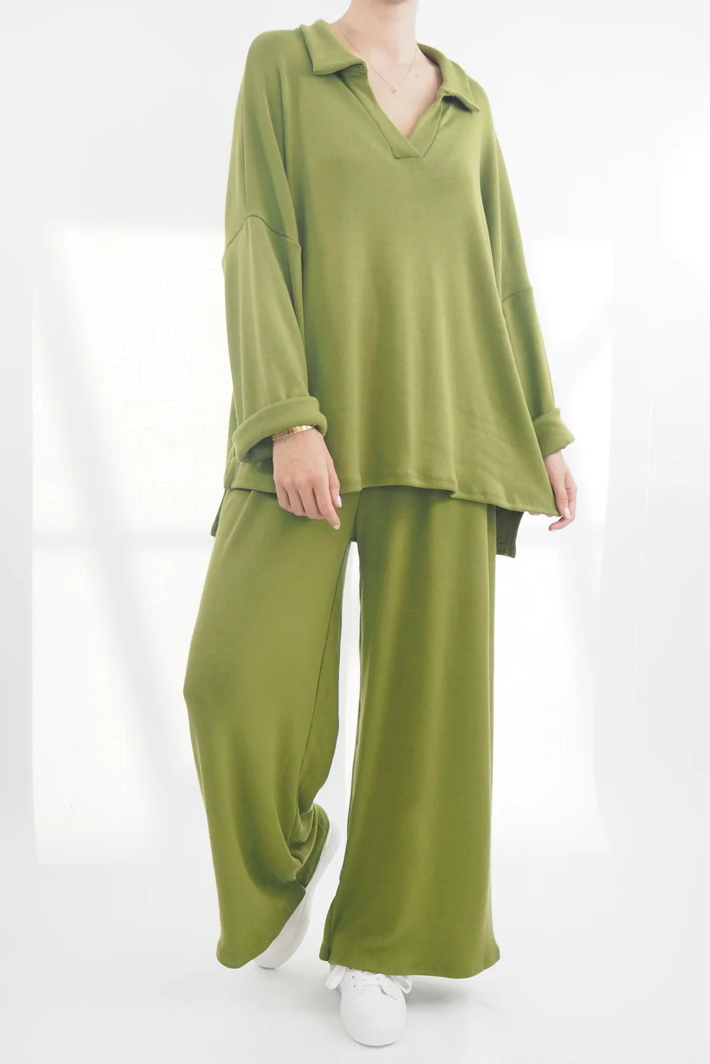 Made In Italy Chalet Collared Soft Knit Set Olive Zing 3 Made In Italy Chalet Collared Soft Knit Set Olive Zing