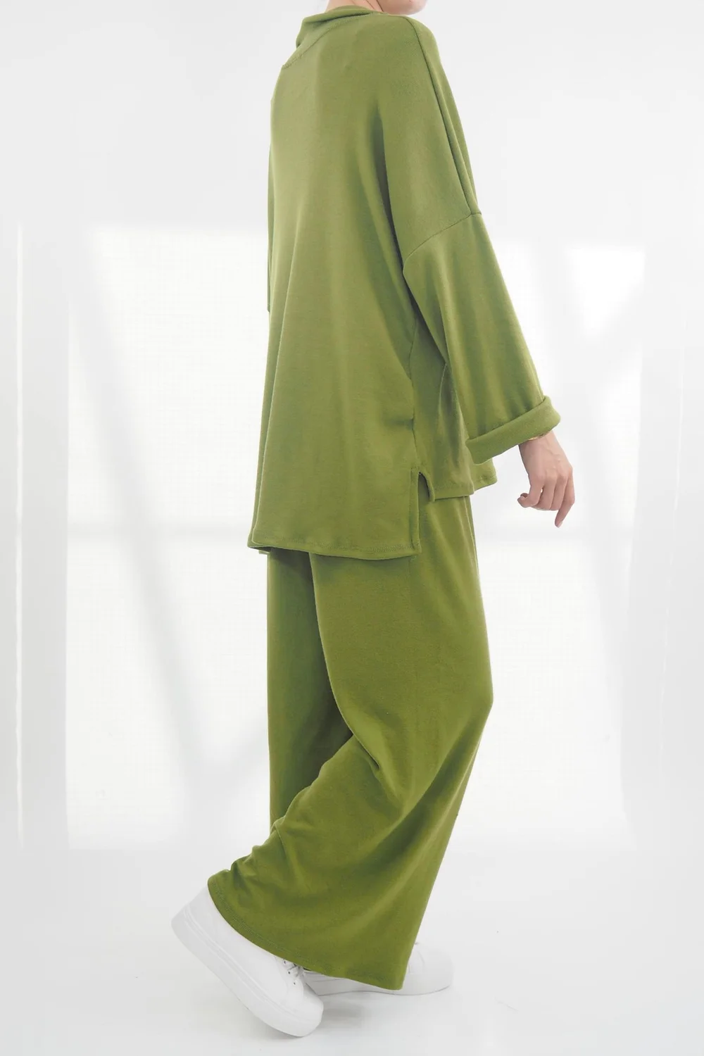 Made In Italy Chalet Collared Soft Knit Set Olive Zing 4 Made In Italy Chalet Collared Soft Knit Set Olive Zing - Image 2