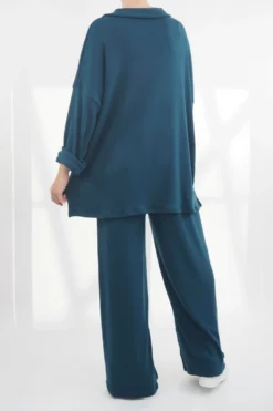 Made In Italy Chalet Collared Soft Knit Set Prussian -VogueCurve Store made in italy relaxed chalet set prussian03.jpg