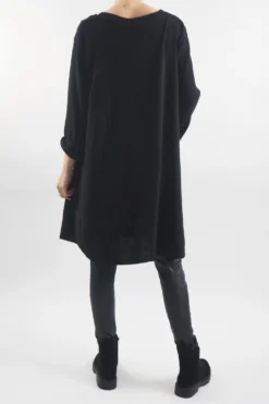 Made In Italy Rib Velvet Soft Stretch Pocket High Low Top Black -VogueCurve Store made in italy rib velvet soft stretch pocket high low top black206.jpg