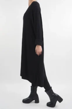 Made In Italy Ribbed Soft Knit Trapeze Dress Black -VogueCurve Store made in italy ribbed soft knit trapeze dress black 3.jpg