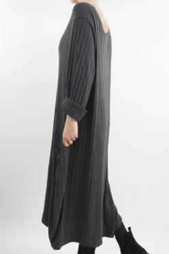 Made In Italy Ribbed Soft Knit Cocoon Dress Charcoal 10 Made In Italy Ribbed Soft Knit Cocoon Dress Charcoal -VogueCurve Store made in italy ribbed soft knit trapeze dress charcoal203.jpg