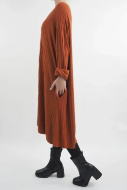 Made In Italy Ribbed Soft Knit Trapeze Dress Saffron -VogueCurve Store made in italy ribbed soft knit trapeze dress saffron 4.jpg