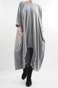 Made In Italy Sander Los Arcos Cocoon Dress Grey Marl