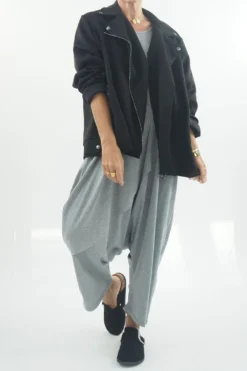 Made In Italy Sander Moleskin Touch Stretch Biker Jacket Black