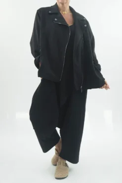 Made In Italy Sander Moleskin Touch Stretch Biker Jacket Black -VogueCurve Store made in italy sander moleskin finish stretch biker jacket black04.jpg