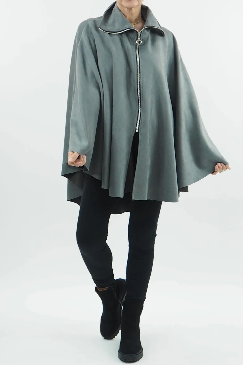 Made In Italy Sander Moleskin Touch Stretch Zippy Cape Shadow // 3 Made In Italy Sander Moleskin Touch Stretch Zippy Cape Shadow //